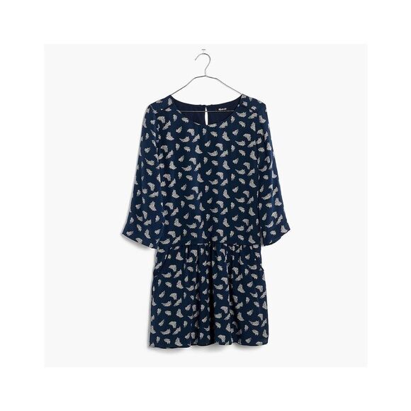 ✨Madewell et Sézane® Silk Anna Drop-Waist Dress in Leaf Print✨ - Picture 5 of 9